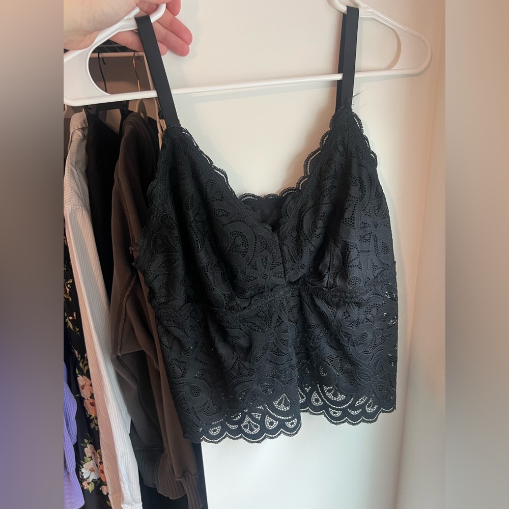 Aerie Black Lace Detail Top